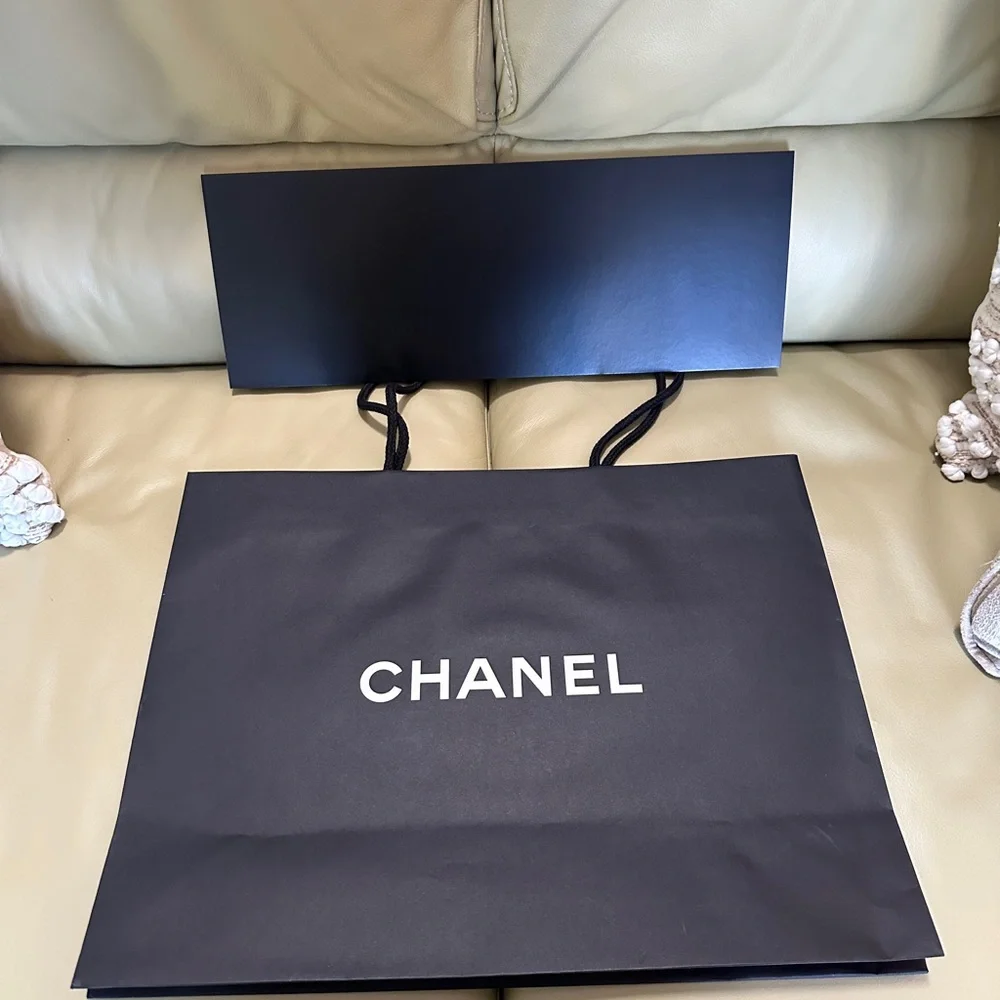 100% Authentic New Black Chanel Paper Shopping Bag - In Three Sizes